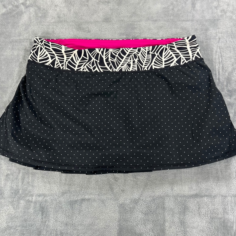 Lululemon Pace Setter Running Skirt Skort Polka Dot Leaf Print Pink Size 10